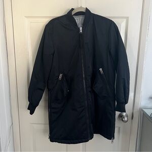 Long Black Bomber Style Jacket